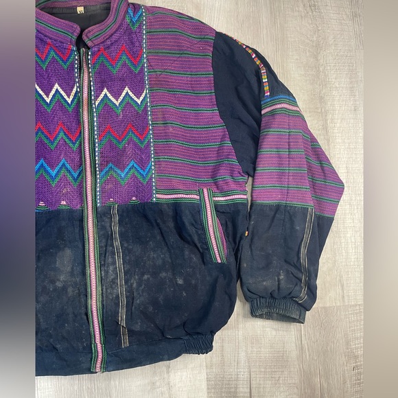VINTAGE EMBROIDERED COTTON COLORFUL MADE IN GUATEMALA JACKET XL - Picture 4 of 8